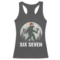 67 Six Seven Racerback Tank Top Funny Bigfoot Christmas Sasquatch Moon - Wonder Print Shop