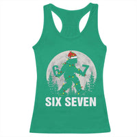 67 Six Seven Racerback Tank Top Funny Bigfoot Christmas Sasquatch Moon - Wonder Print Shop
