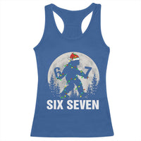 67 Six Seven Racerback Tank Top Funny Bigfoot Christmas Sasquatch Moon - Wonder Print Shop