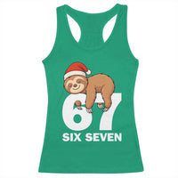 67 Six Seven Racerback Tank Top Funny Sloth Christmas - Wonder Print Shop