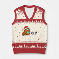 67 Six Seven V-Neck Knit Sweater Vest Funny Bigfoot Xmas - Wonder Print Shop
