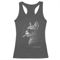 Fck Ice Racerback Tank Top Funny Cat Smoking Anti ICE Meme