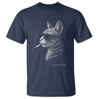 Fck Ice T Shirt Funny Cat Smoking Anti ICE Meme