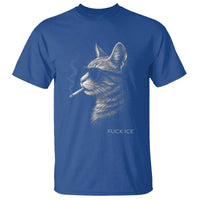 Fck Ice T Shirt Funny Cat Smoking Anti ICE Meme