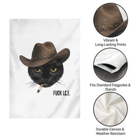 Funny Cowboy Cat Smoking Anti ICE Protest Meme Garden Flag
