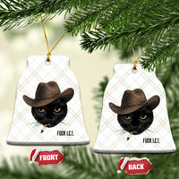 Funny Cowboy Cat Smoking Anti ICE Protest Meme Ceramic Ornament