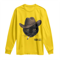 Funny Cowboy Cat Smoking Anti ICE Protest Meme Long Sleeve Shirt