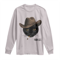Funny Cowboy Cat Smoking Anti ICE Protest Meme Long Sleeve Shirt