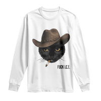 Funny Cowboy Cat Smoking Anti ICE Protest Meme Long Sleeve Shirt
