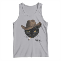 Funny Cowboy Cat Smoking Anti ICE Protest Meme Tank Top