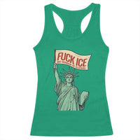 Fck Ice No Human Is Illegal Racerback Tank Top Statue of Liberty Anti ICE Immigration Human Rights Protest