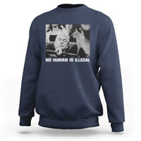 No Human Is Illegal Sweatshirt Funny Cat Anti ICE Meme
