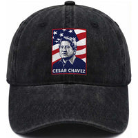 Cesar Chavez Washed Cotton Baseball Cap Labor Leader Mexican American Pride