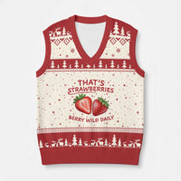 That’s Strawberries V-Neck Knit Sweater Vest Summer Fruit Festival