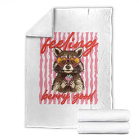 Feeling Berry Good Throw Blanket Funny Raccoon Strawberry Summer Vibes