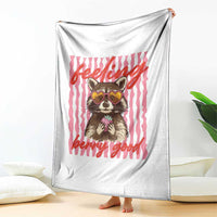 Feeling Berry Good Throw Blanket Funny Raccoon Strawberry Summer Vibes