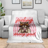 Feeling Berry Good Throw Blanket Funny Raccoon Strawberry Summer Vibes