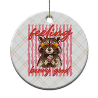 Feeling Berry Good Ceramic Ornament Funny Raccoon Strawberry Summer Vibes
