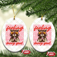 Feeling Berry Good Ceramic Ornament Funny Raccoon Strawberry Summer Vibes