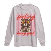 Feeling Berry Good Long Sleeve Shirt Funny Raccoon Strawberry Summer Vibes