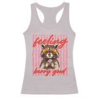 Feeling Berry Good Racerback Tank Top Funny Raccoon Strawberry Summer Vibes