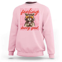 Feeling Berry Good Sweatshirt Funny Raccoon Strawberry Summer Vibes