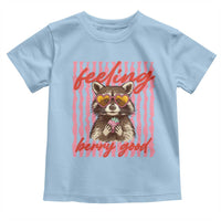 Feeling Berry Good Toddler T Shirt Funny Raccoon Strawberry Summer Vibes