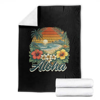 Aloha Hawaii Summer Throw Blanket Vintage Tropical Beach Graphic