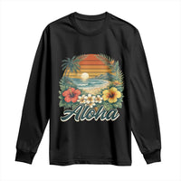 Aloha Hawaii Summer Long Sleeve Shirt Vintage Tropical Beach Graphic