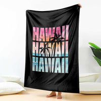 Hawaii Summer Vacation Throw Blanket Vintage Tropical Beach Graphic
