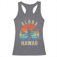 Funny Bigfoot Aloha Hawaiian Surfing Racerback Tank Top Tropical Beach Surfer Gift