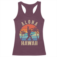 Funny Bigfoot Aloha Hawaiian Surfing Racerback Tank Top Tropical Beach Surfer Gift