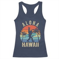 Funny Bigfoot Aloha Hawaiian Surfing Racerback Tank Top Tropical Beach Surfer Gift
