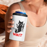 Murder Cat What 4 in 1 Can Cooler Tumbler Funny Black Kitty Holding Knife Meme