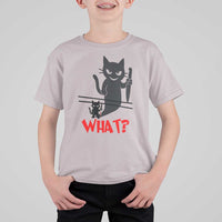 Murder Cat What T Shirt For Kid Funny Black Kitty Holding Knife Meme - Wonder Print Shop
