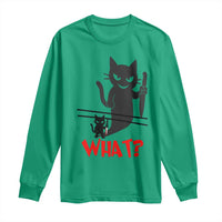 Murder Cat What Long Sleeve Shirt Funny Black Kitty Holding Knife Meme - Wonder Print Shop