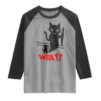 Murder Cat What Raglan Shirt Funny Black Kitty Holding Knife Meme - Wonder Print Shop