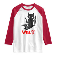 Murder Cat What Raglan Shirt Funny Black Kitty Holding Knife Meme - Wonder Print Shop