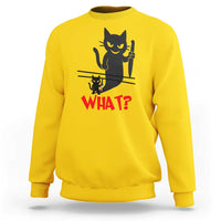 Murder Cat What Sweatshirt Funny Black Kitty Holding Knife Meme - Wonder Print Shop