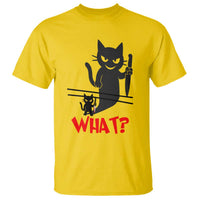 Murder Cat What T Shirt Funny Black Kitty Holding Knife Meme - Wonder Print Shop