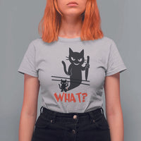 Murder Cat What T Shirt For Women Funny Black Kitty Holding Knife Meme - Wonder Print Shop