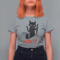 Murder Cat What T Shirt For Women Funny Black Kitty Holding Knife Meme - Wonder Print Shop