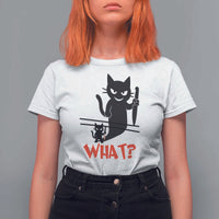 Murder Cat What T Shirt For Women Funny Black Kitty Holding Knife Meme - Wonder Print Shop