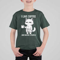 I Like Coffee And Maybe Three People T Shirt For Kid Funny Cat Coffee Lover - Wonder Print Shop