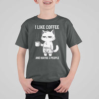 I Like Coffee And Maybe Three People T Shirt For Kid Funny Cat Coffee Lover - Wonder Print Shop