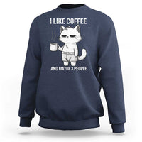 I Like Coffee And Maybe Three People Sweatshirt Funny Cat Coffee Lover - Wonder Print Shop