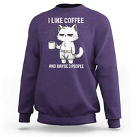 I Like Coffee And Maybe Three People Sweatshirt Funny Cat Coffee Lover - Wonder Print Shop