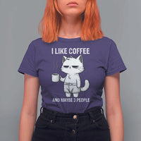 I Like Coffee And Maybe Three People T Shirt For Women Funny Cat Coffee Lover - Wonder Print Shop