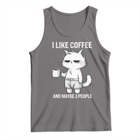 I Like Coffee And Maybe Three People Tank Top Funny Cat Coffee Lover - Wonder Print Shop