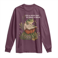 Cute Frog Reading Long Sleeve Shirt It Is A Good Day To Read A Book - Wonder Print Shop